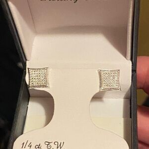 1/3 Ct Tw 14kt White Gold over Sterling Silver earrings. 100% Natural diamonds.